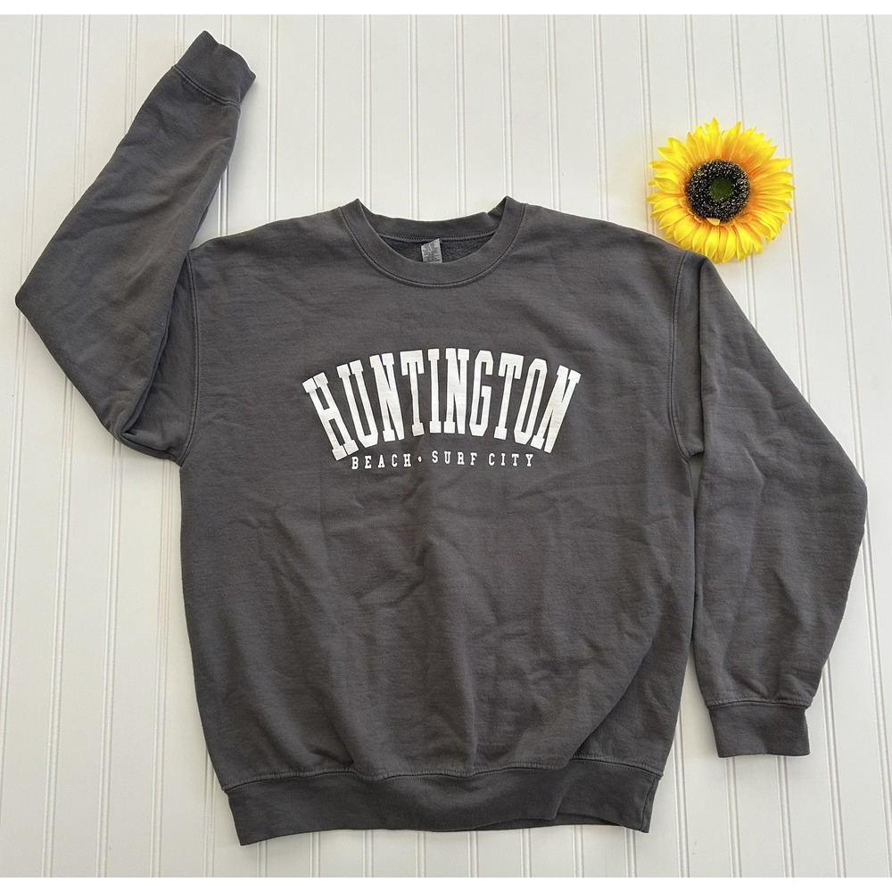 Huntington Beach Surf City Graphic Sweatshirt Long Sleeve Shirt Crewneck Size M